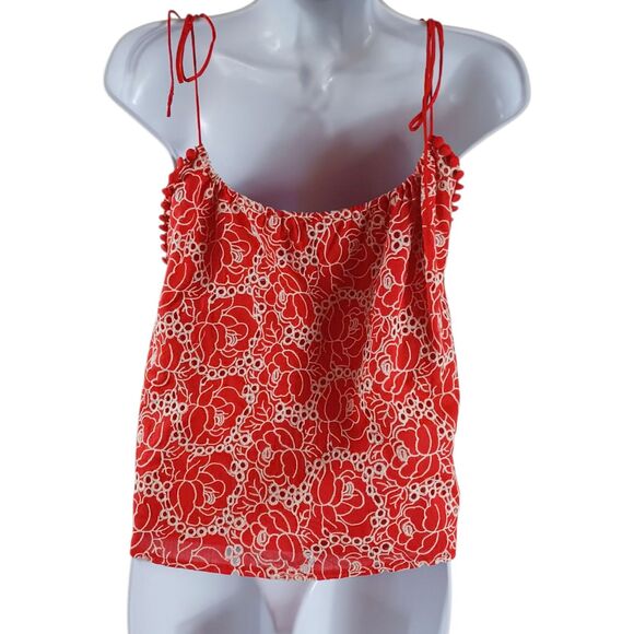 Buffalo David Bitton XS Rosie Red Embroidered Eyelet Halter Spaghetti Strap Top - Picture 5 of 8
